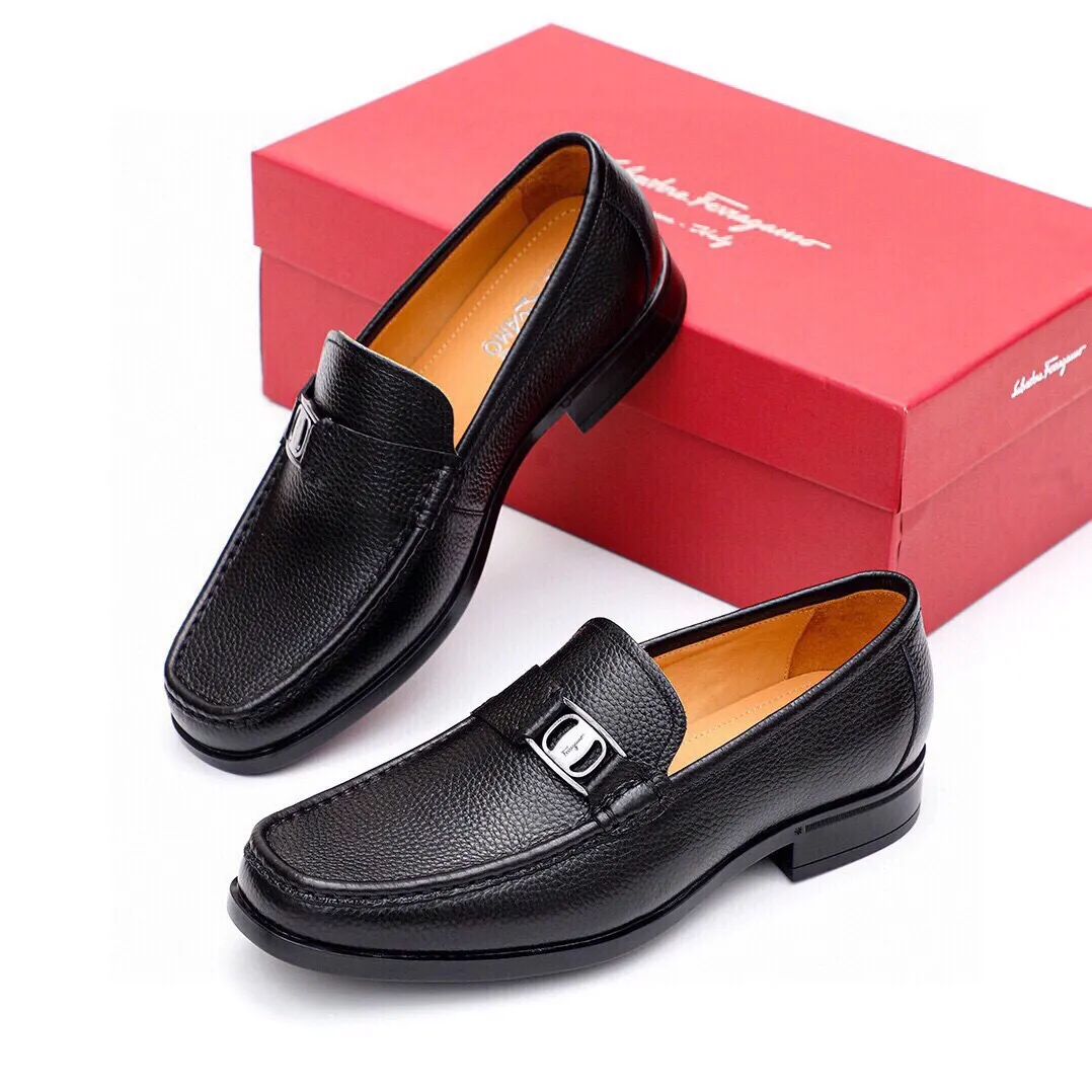 Men's shoes 💰520 💐[Ferragamo/Ferragamo] New 🐲Ferragamo* Ferragamo classic formal leather shoes! It uses imported first-layer pebbled cowhide leather upper + luxurious hardware buckle, and the inner first-layer comfortable cowhide leather lining! Original rubber outsole! Code number 38-44 (45🉑️customized)